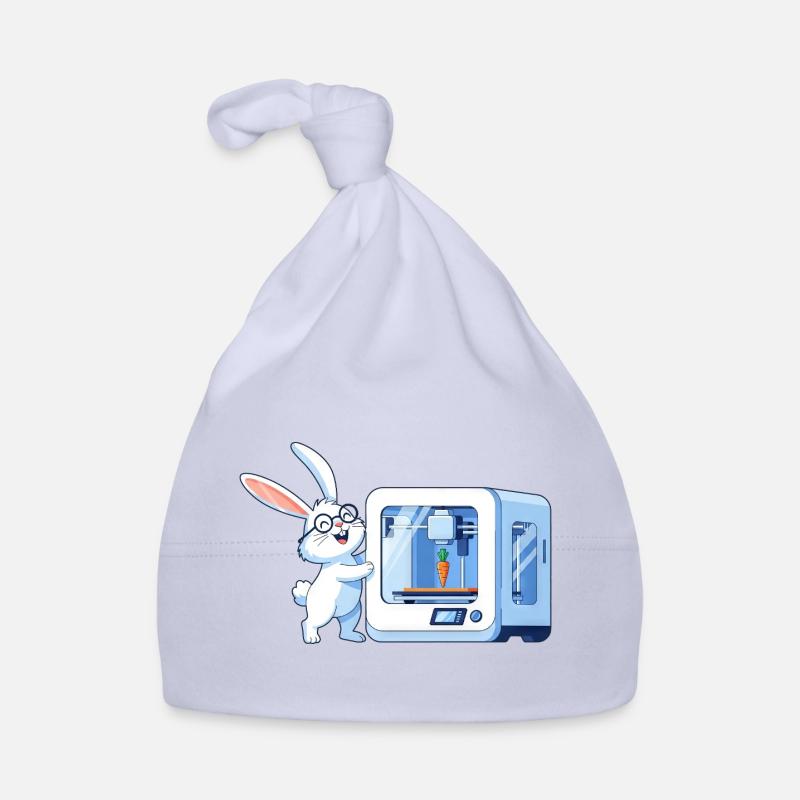 Funny Rabbit Nerd Programmeur Imprimante 3D - Bonnet bio Bébé - ciel