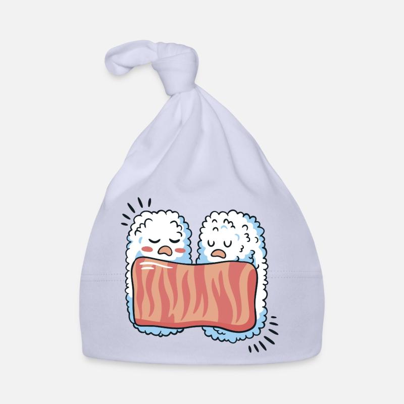 Mignon Sleeping Sushi Kawaii Illustration - Bonnet bio Bébé - ciel