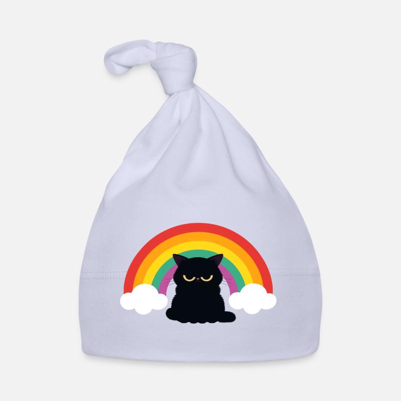 Mürrische Katze unterm Regenbogen Bonnet bio Bébé