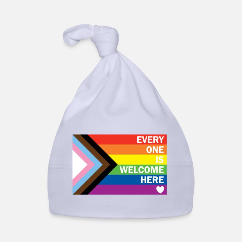 Progress Pride Flag – Everyone Is Welcome Here - Baby Bio-Mütze - Sky