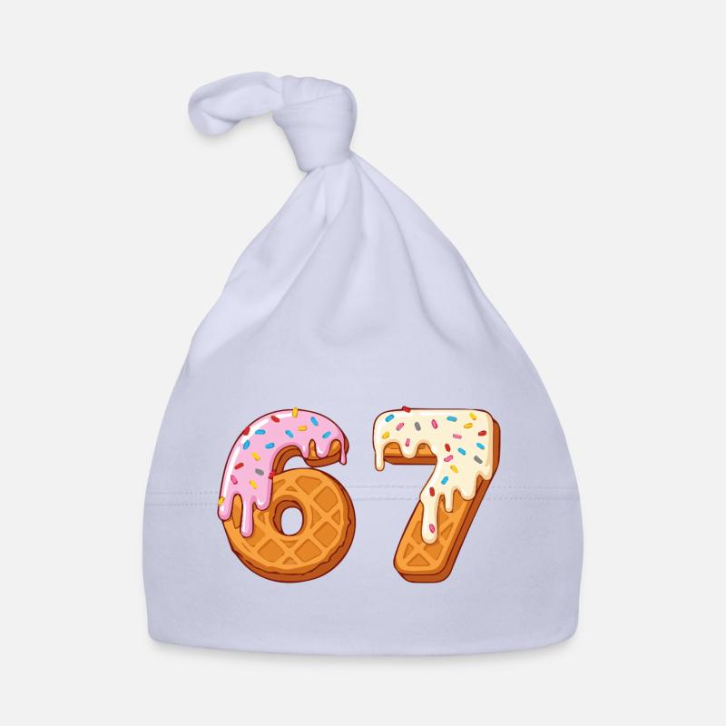 67 - Sixty Seven Number 67 Waffle Ic-e Cream Six  Organic Baby Cap