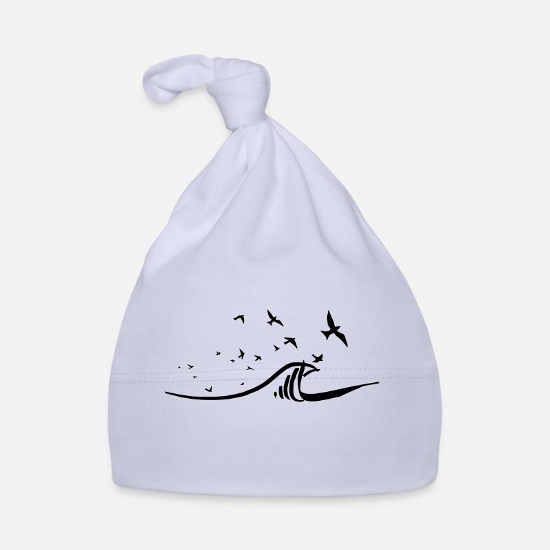 vol de goélands au dessus des vagues - Bonnet bio Bébé - ciel