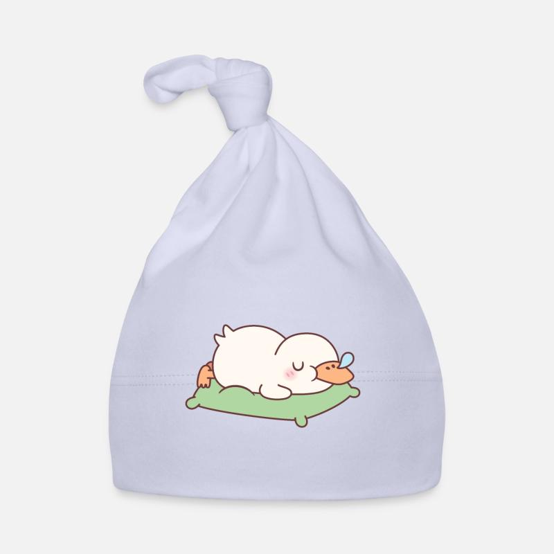 Cute Duck Sleeping On Pillow Organic Baby Cap