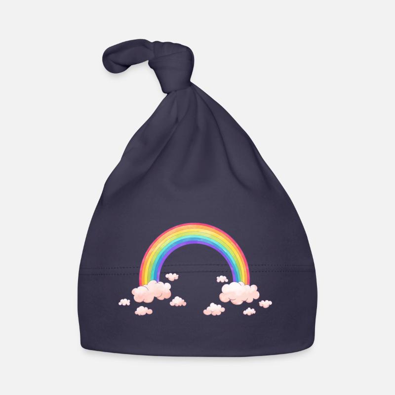 Rainbow dream with clouds Organic Baby Cap