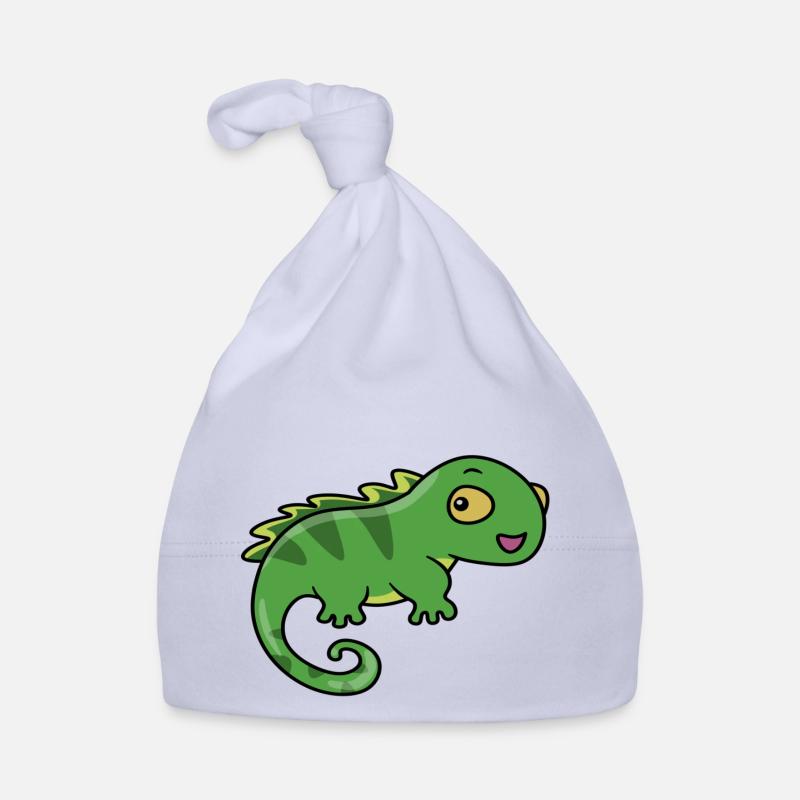 Camélion vert - Bonnet bio Bébé - ciel