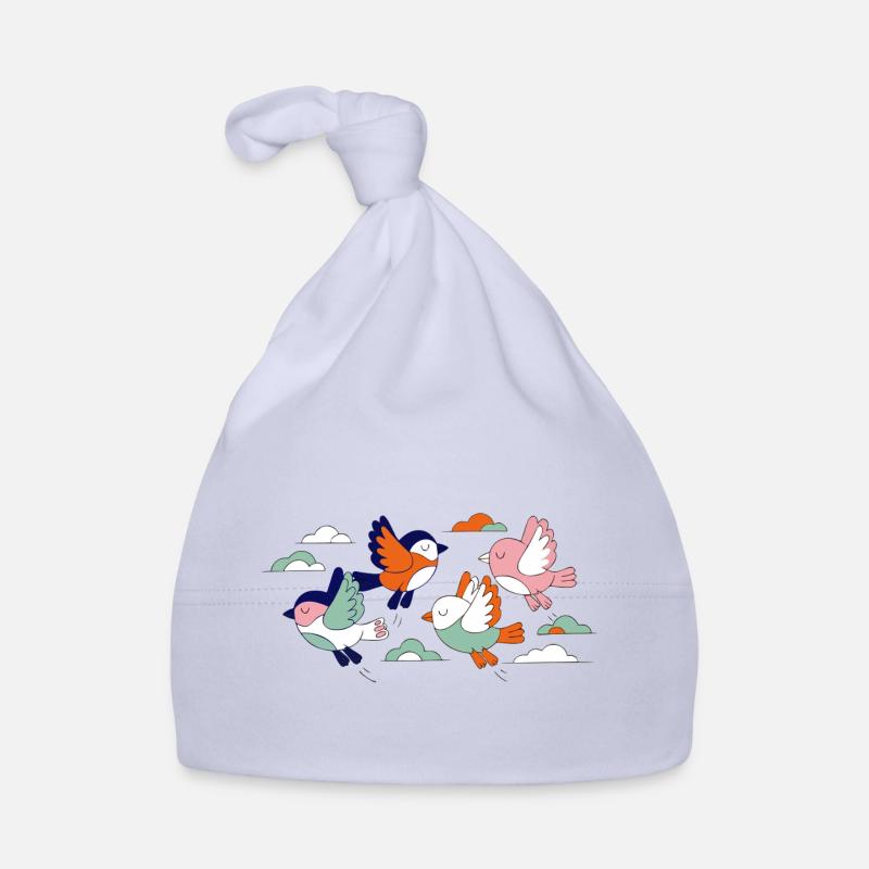 Oiseaux volants en vol, Vol de volée vif - Bonnet bio Bébé - ciel