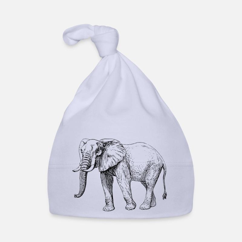 éléphant - Bonnet bio Bébé - ciel