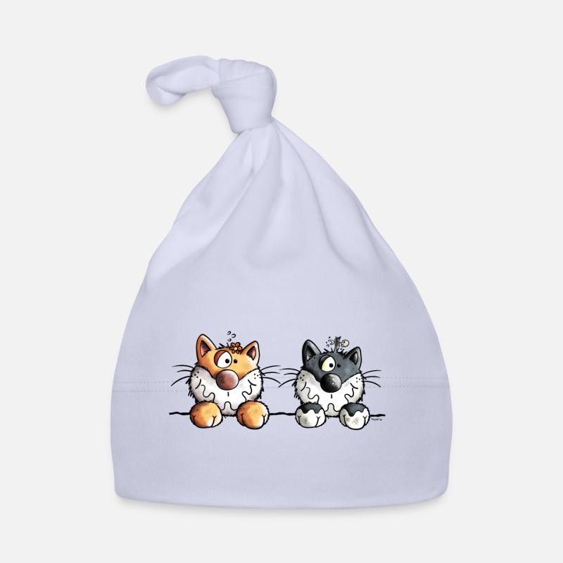 Deux chats - Bonnet bio Bébé - ciel
