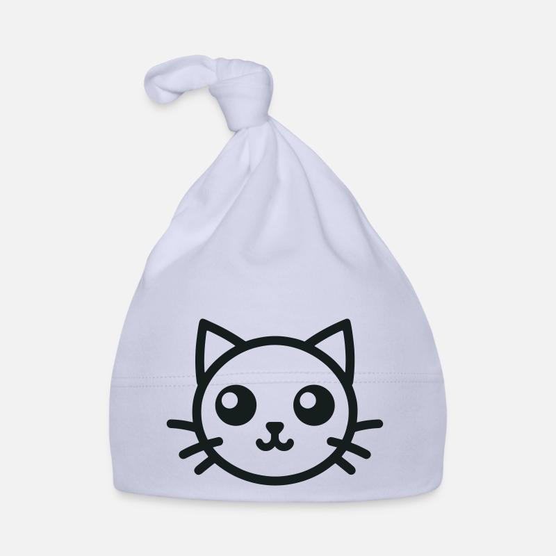 Tête de chat mignon Chat mignon - Bonnet bio Bébé - ciel