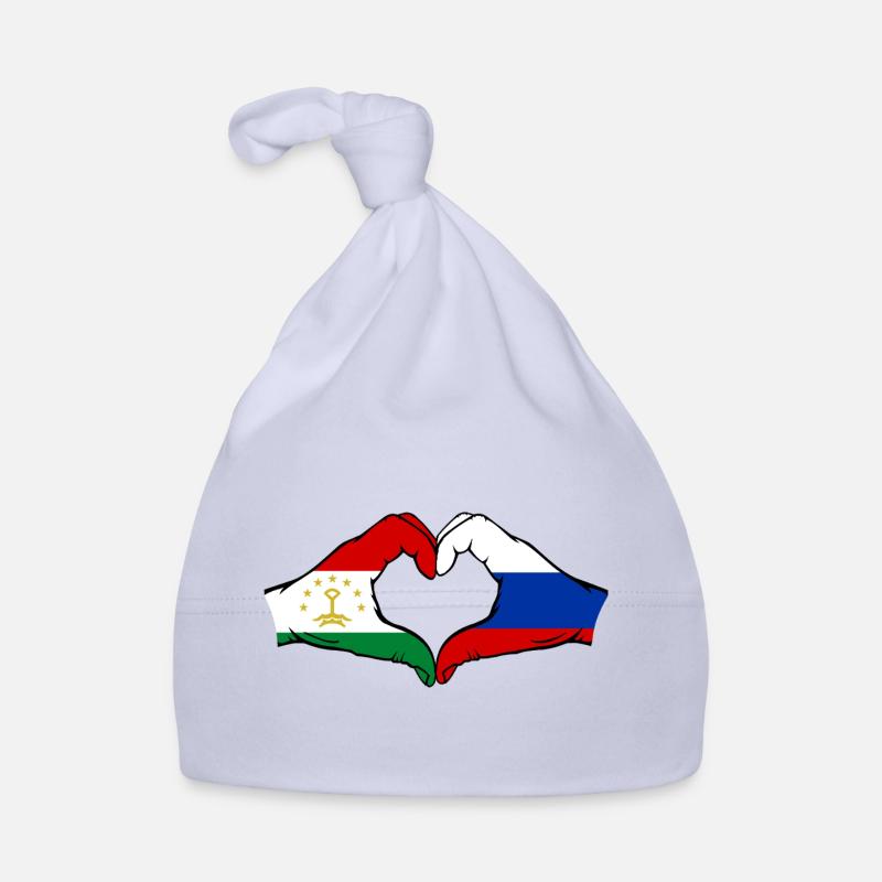 Drapeau du Tadjikistan Russie Mains Forme de cœur Bonnet bio Bébé