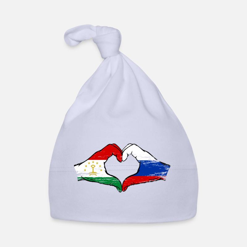 Drapeau du Tadjikistan Russie Mains en forme de cœur utilisé Bonnet bio Bébé