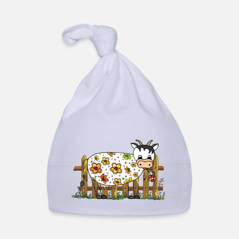 Vache - Bonnet bio Bébé - ciel