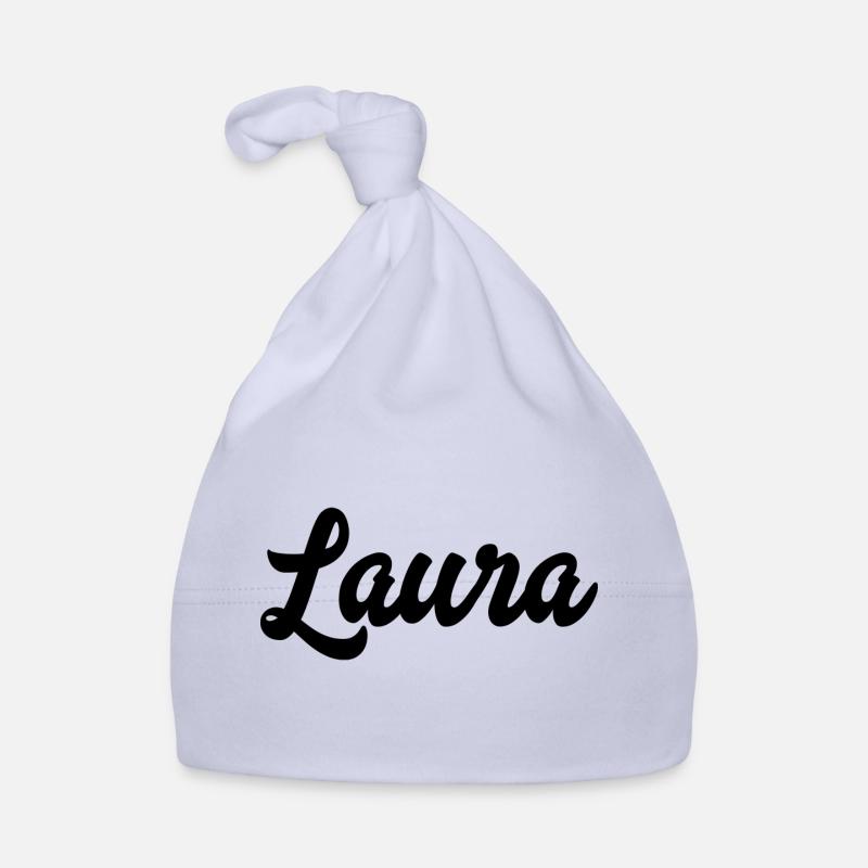 Laura Custom Text Nom d’anniversaire - Bonnet bio Bébé - ciel