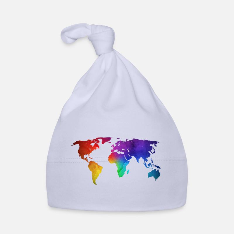 Conception de carte du monde/globe avec la couleur funky d’arc-en-ciel - Bonnet bio Bébé - ciel