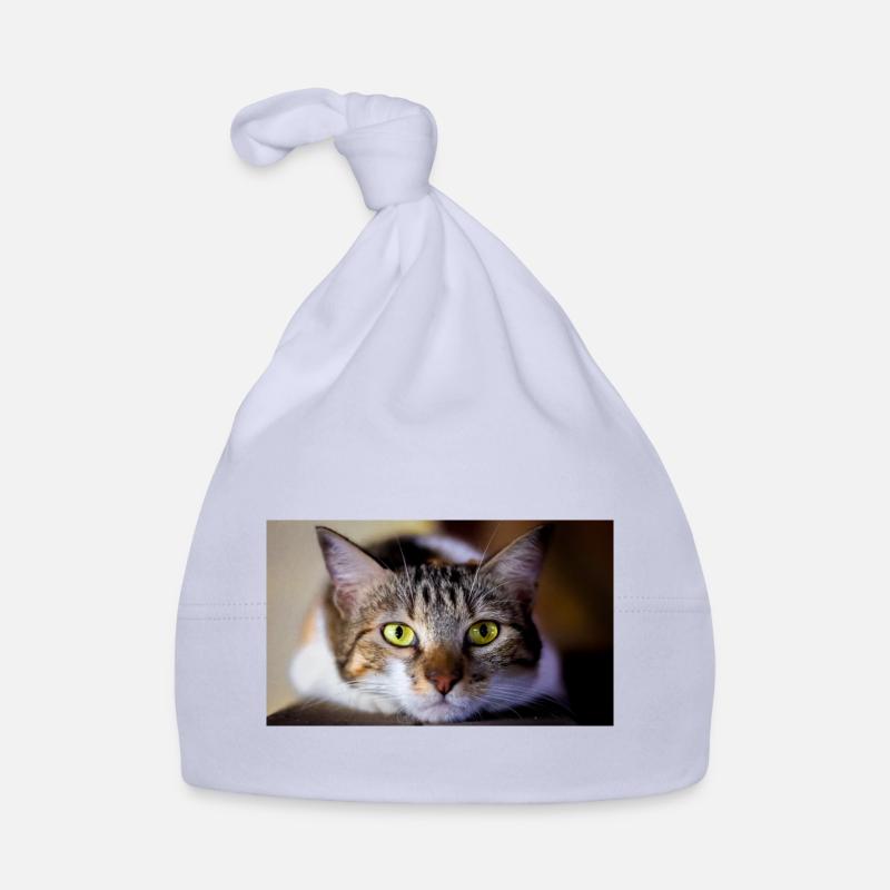 le chat au doux regard Bonnet bio Bébé