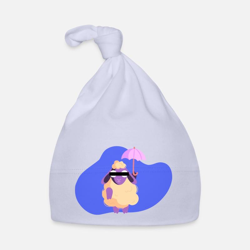 Moutons de dessin animé - Bonnet bio Bébé - ciel