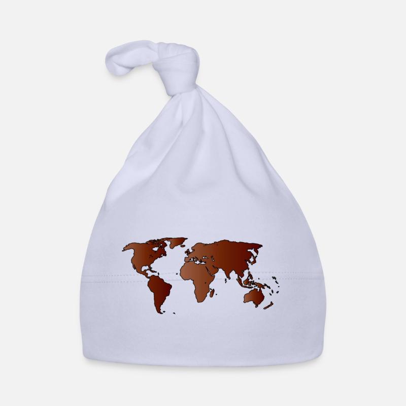 Plan de la carte du monde - Bonnet bio Bébé - ciel