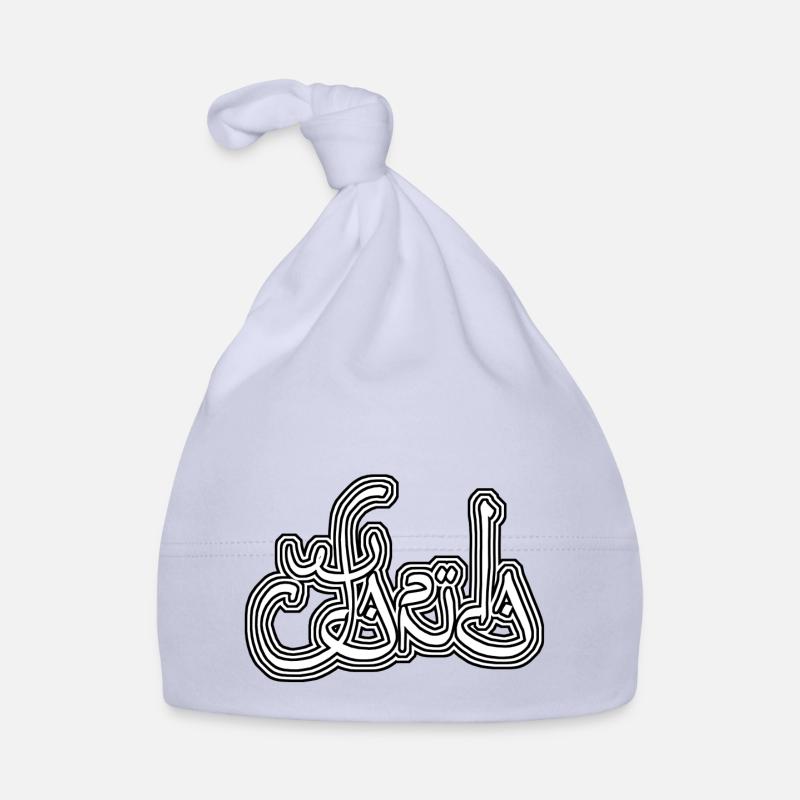 Farida balck white A 01 - Bonnet bio Bébé - ciel