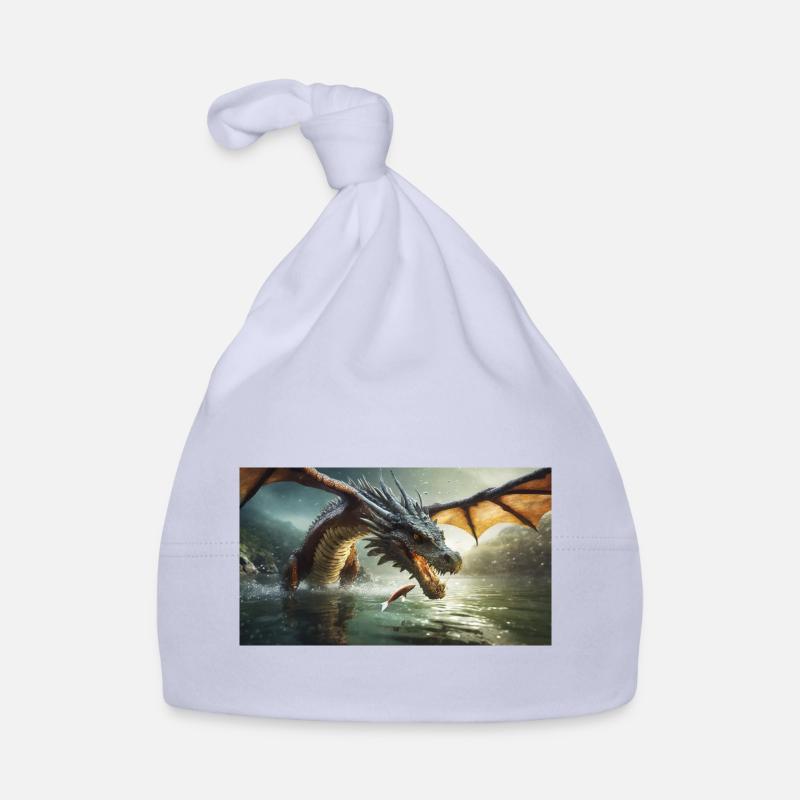 A realistic bad dark dragon is hunting fish Organic Baby Cap