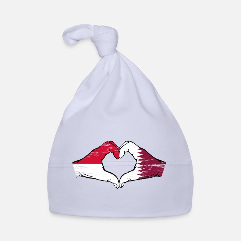 Drapeau Monaco Qatar main coeur Utilisé Bonnet bio Bébé