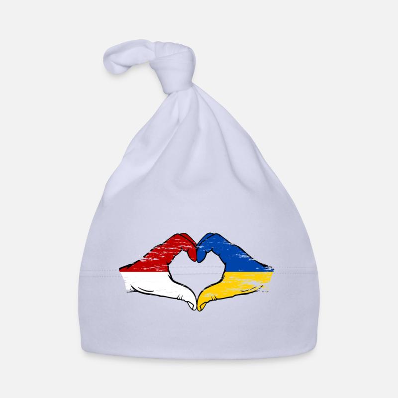 Monaco Ukraine Drapeau Forme Main Forme Coeur Utilisé Bonnet bio Bébé