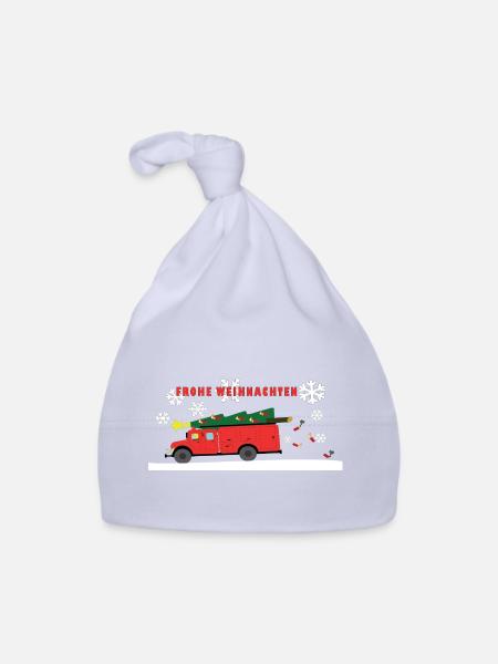 Feuerwehr Weihnachtsbaum Truck - Baby Bio-Mütze - Sky - Vorne