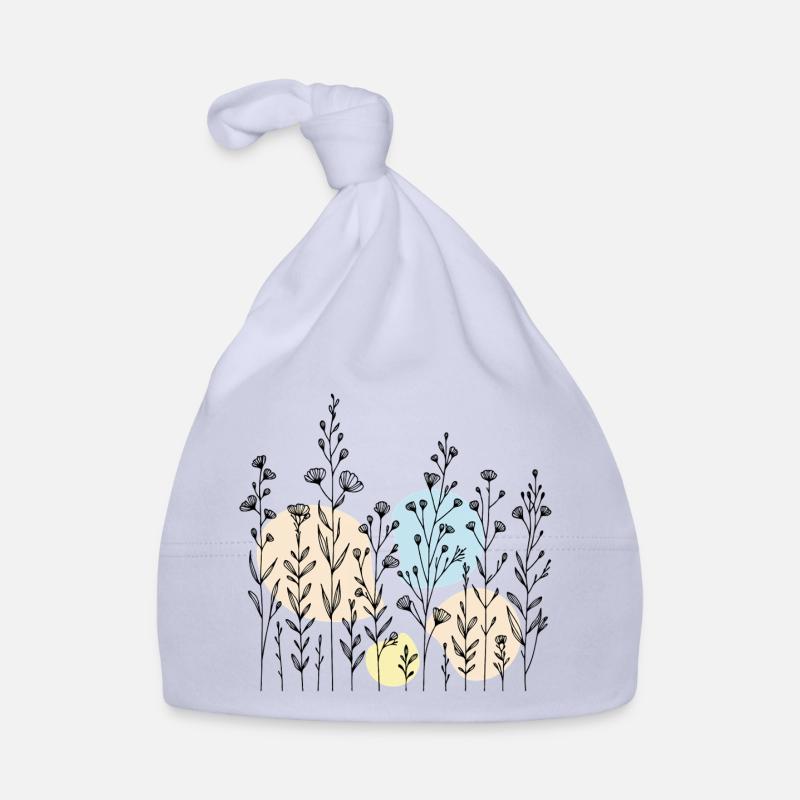 Delicate Botanical Pattern in Soft Tones Organic Baby Cap