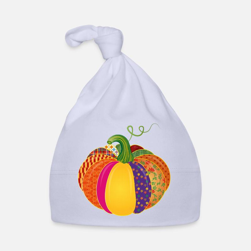 Patchwork Kürbis – Bunt gemusterte Herbstdeko Baby Bio-Mütze