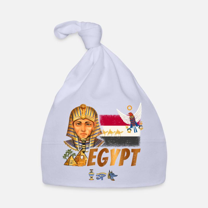 Pharaon égyptien vintage avec drapeau et pyramides Bonnet bio Bébé