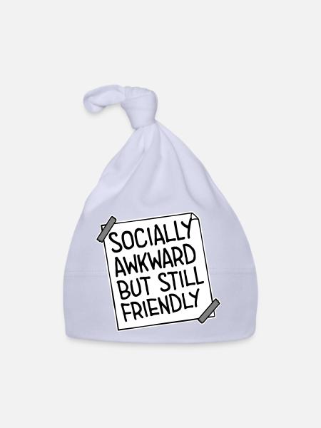 Socially Awkward But Still Friendly Lustig Spruch - Baby Bio-Mütze - Sky - Vorne