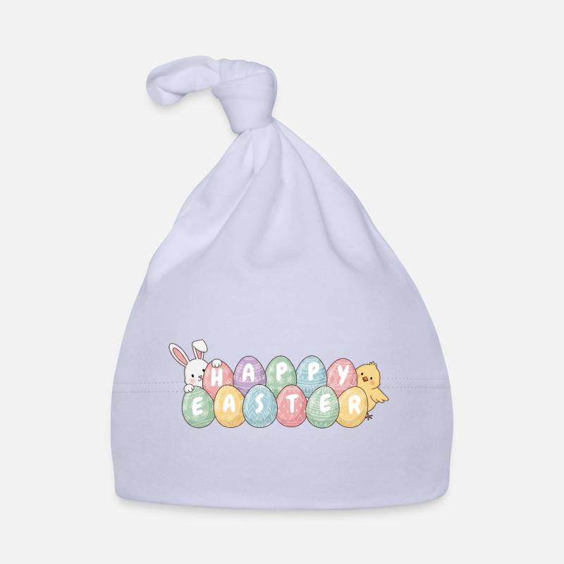 Cute Easter Bunny Chick and Eggs - Organic Baby Cap - sky