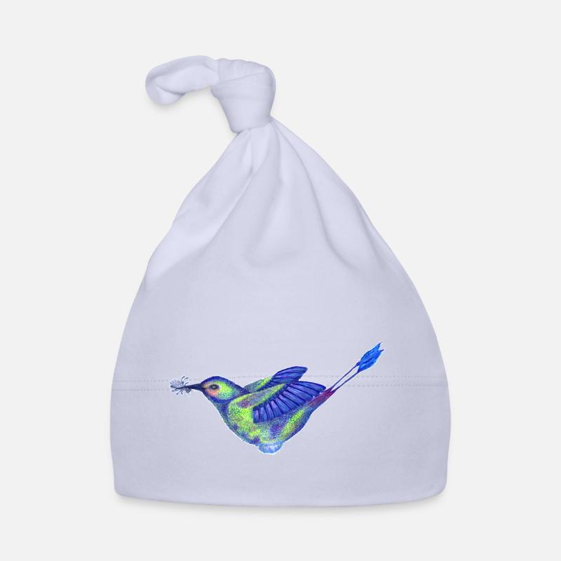 Colibri coloré - Bonnet bio Bébé - ciel