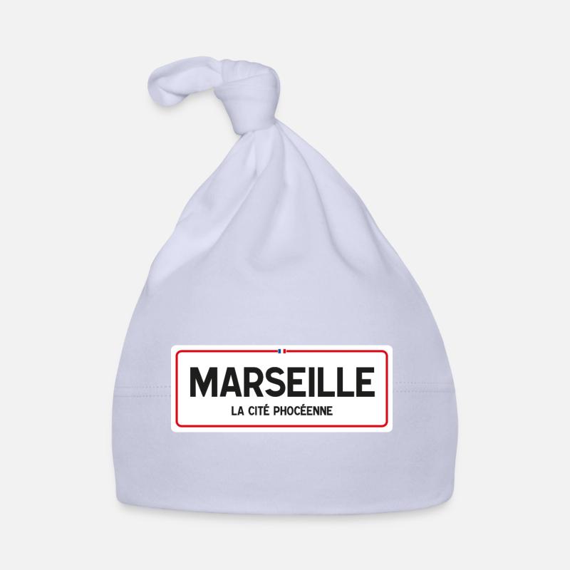 Panneau toponyme Marseille - Bonnet bio Bébé - ciel