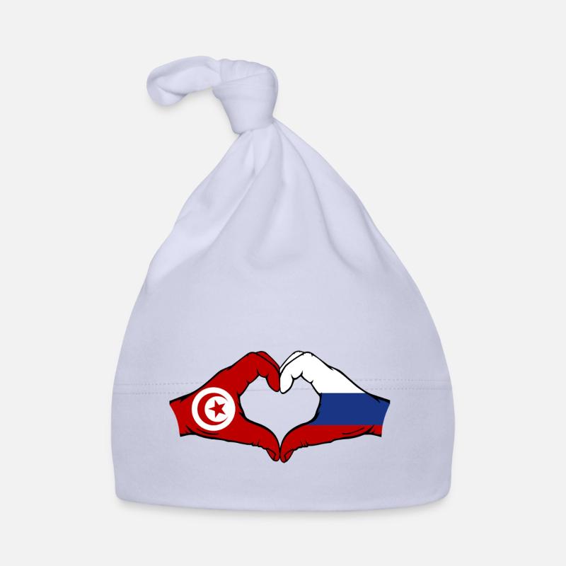 Tunisie Russie Drapeau Mains Coeur Forme Bonnet bio Bébé