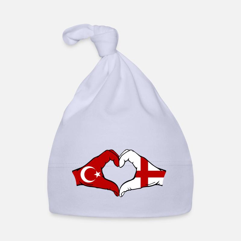 Turquie Angleterre Drapeau Mains Coeur Forme Bonnet bio Bébé