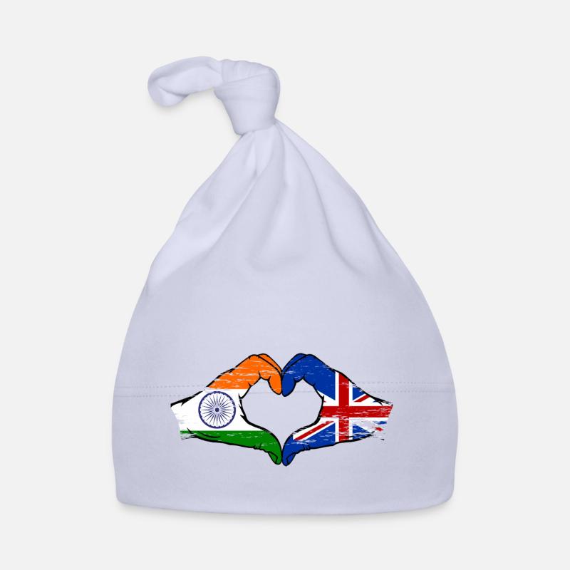 Inde Grande-Bretagne drapeau mains coeur forme utilisé Bonnet bio Bébé