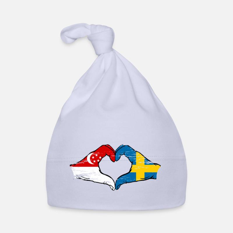 Singapour Suède drapeau mains forme de coeur utilisé Bonnet bio Bébé