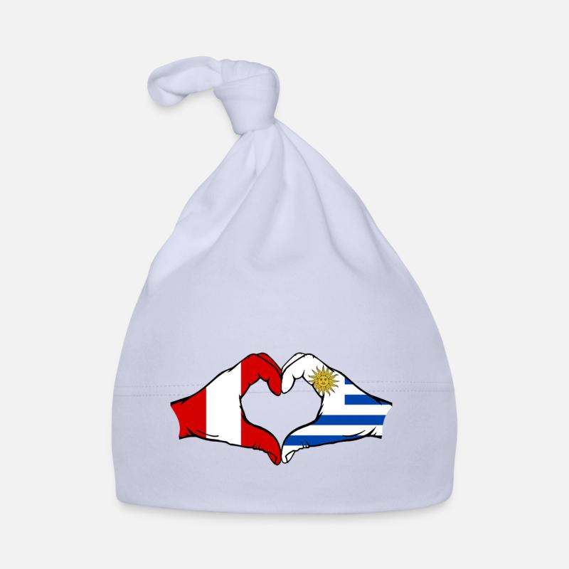 Pérou Uruguay Drapeau Mains Coeur Forme Bonnet bio Bébé