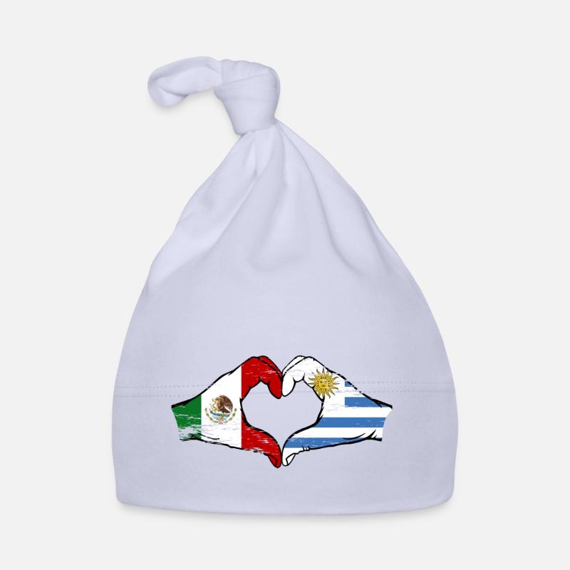 Mexique Uruguay drapeau mains forme de coeur utilisé Bonnet bio Bébé