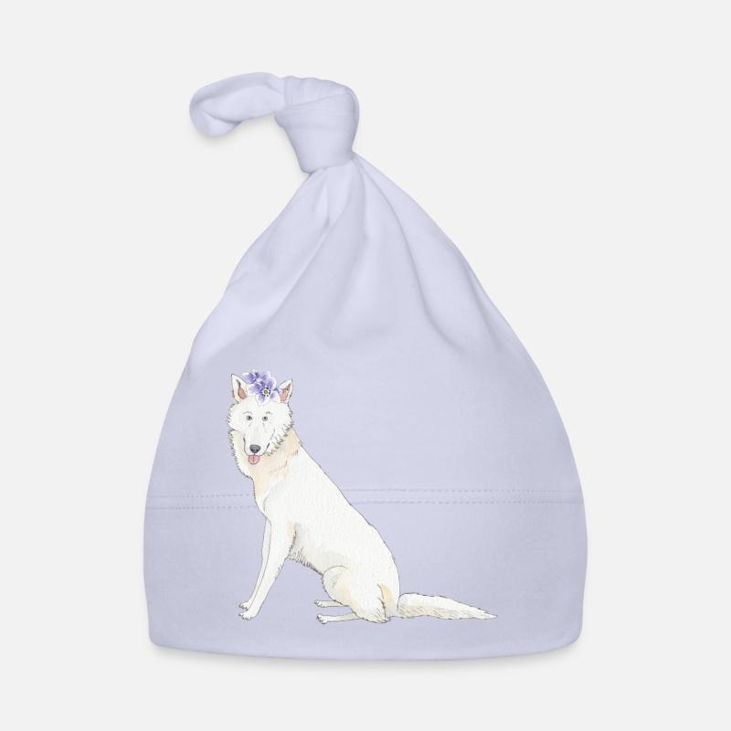 Schwiss shehperd blanc avec fleur Bonnet bio Bébé