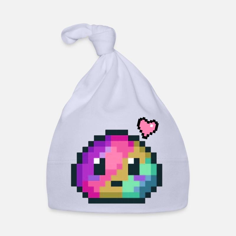 Pixel Farbexplosion Herz 8 Bit Retro Style  - Baby Bio-Mütze - Sky