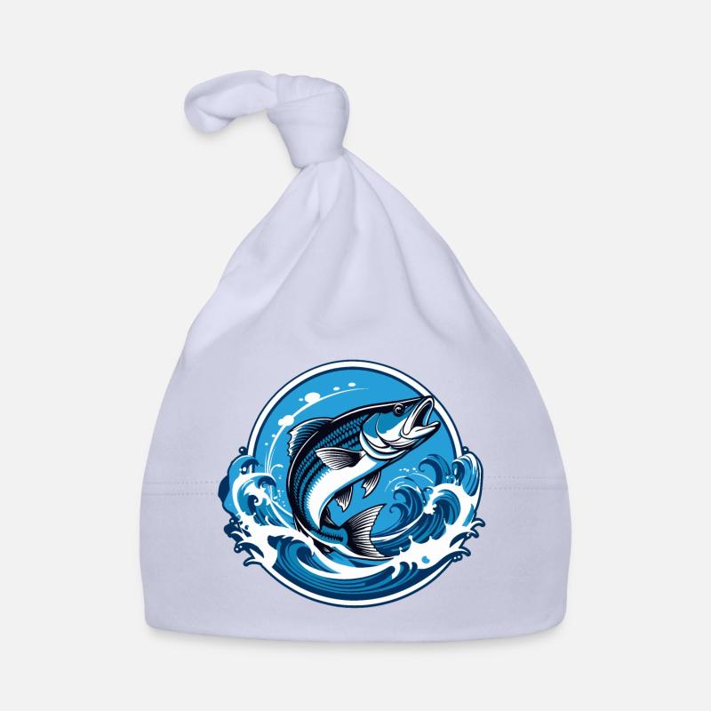 Fisch im Wasser mit Wellenumrandung Baby Bio-Mütze