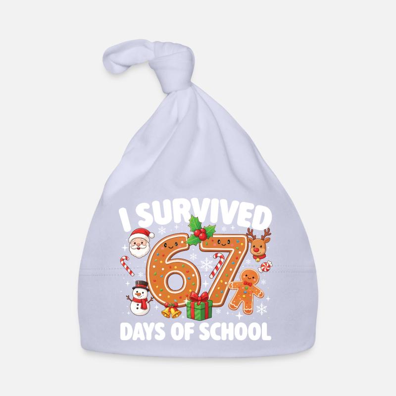 67 Days Survived Funny Student School Meme Organic Baby Cap