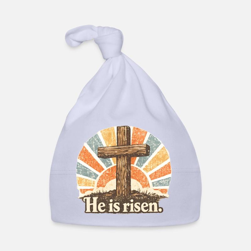 Crucifix He is Risen Vintage Organic Baby Cap