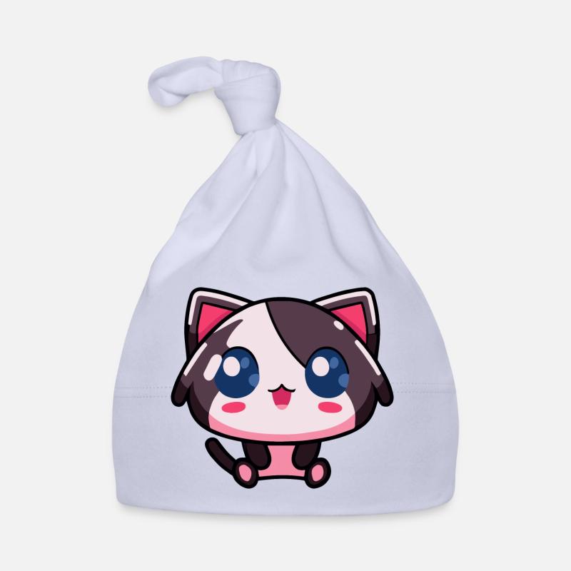 Kawaii Chibi Cat - Mignon chat rose d’anime Bonnet bio Bébé