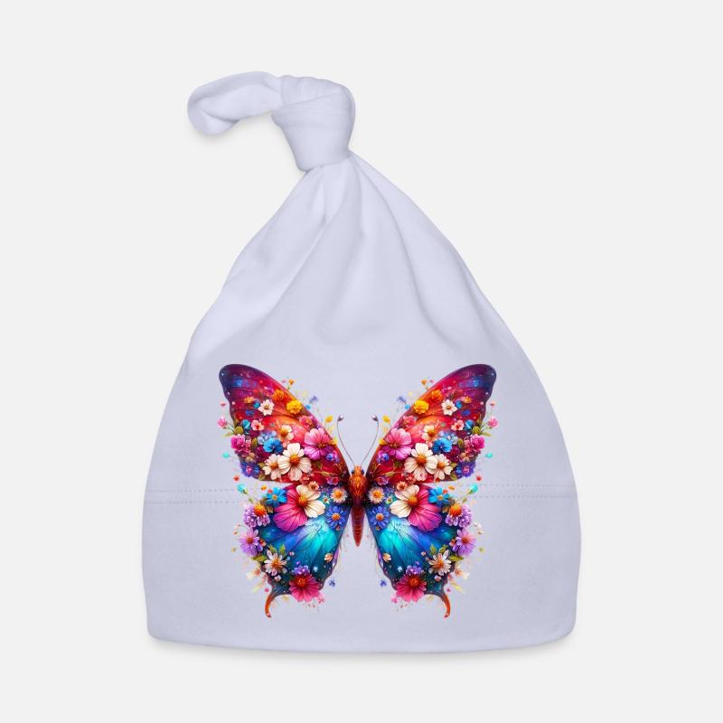Papillon décoré de fleurs Bonnet bio Bébé