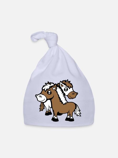 2 Horses Man Woman Lovers Friends Love Team - Organic Baby Cap - sky - Front