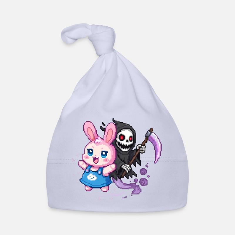  Pastel Goth Hase trifft Sensenmann Pixel Art Baby Bio-Mütze
