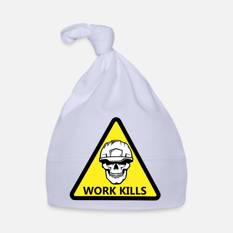 Danger Work, Kill Schild mit behelmtem Totenkopf - Baby Bio-Mütze - Sky