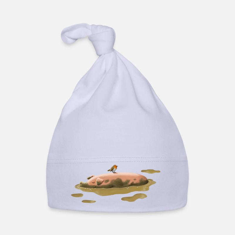 Cochon dans la terre - Bonnet bio Bébé - ciel